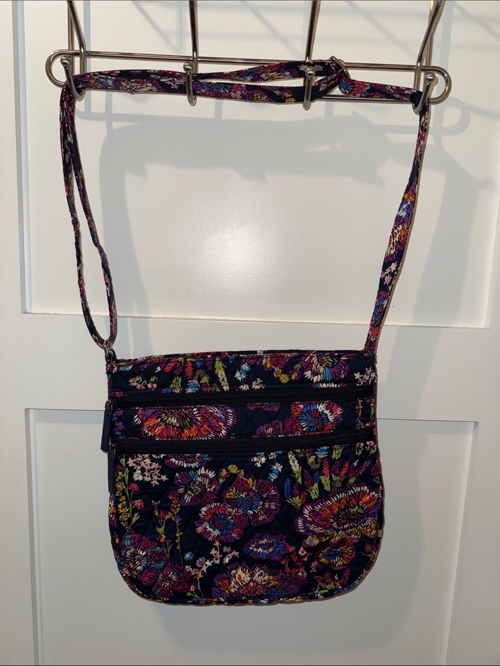 Vera Bradley Midnight Wildflowers Triple Zip Hipster